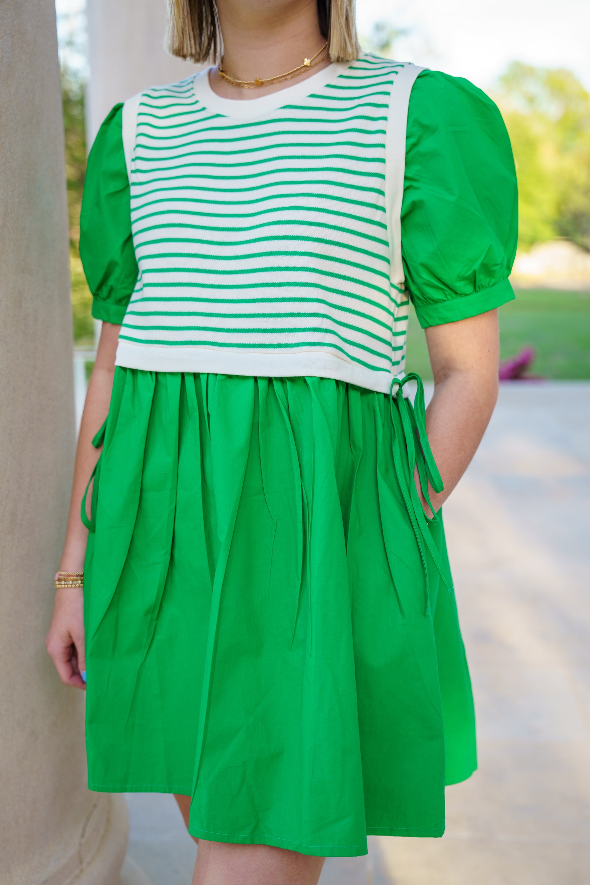 Green Striped Mini Dress – Honey Haven Co