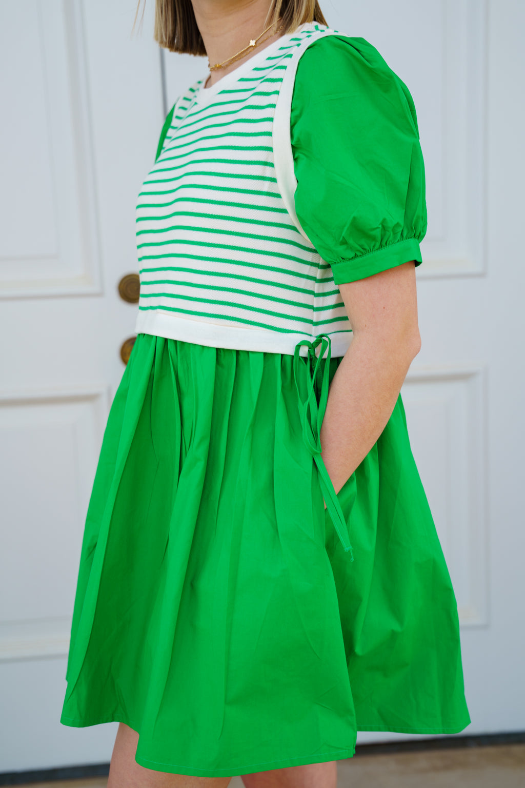 Green Striped Mini Dress