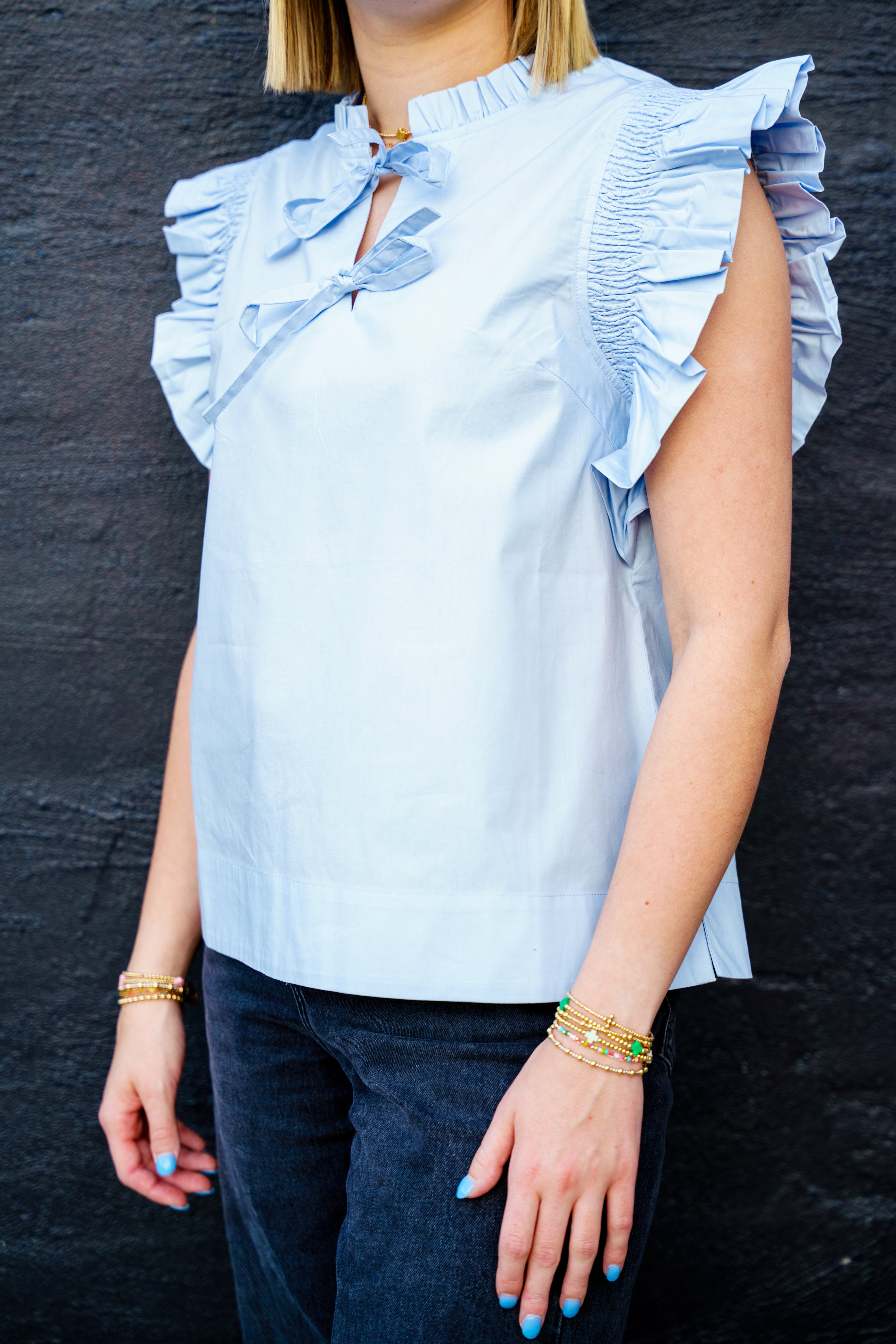 Light Blue Bow Top